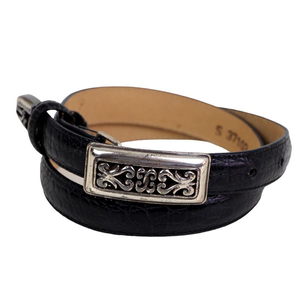Brighton BLACK GENUINE LEATHER 7/8"Wd CASUAL DRESS WOMEN'S BELT Sz S (31D